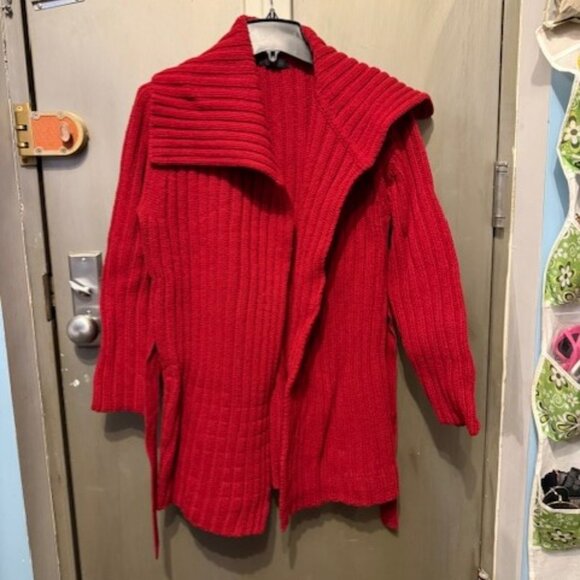 The Limited Sweaters - Vintage Chunky Rib Knit open front cardigan Sweater with large collar